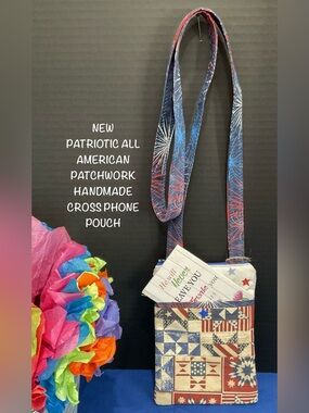 New Patriotic Patchwork Handmade Crossbody Phone Pouch